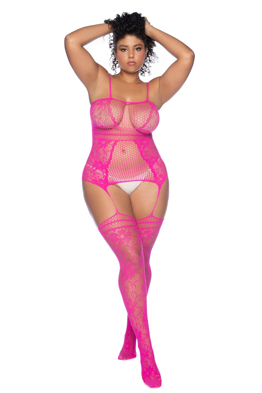 Pink Mapale X-Curve Aria Fishnet Bodystocking